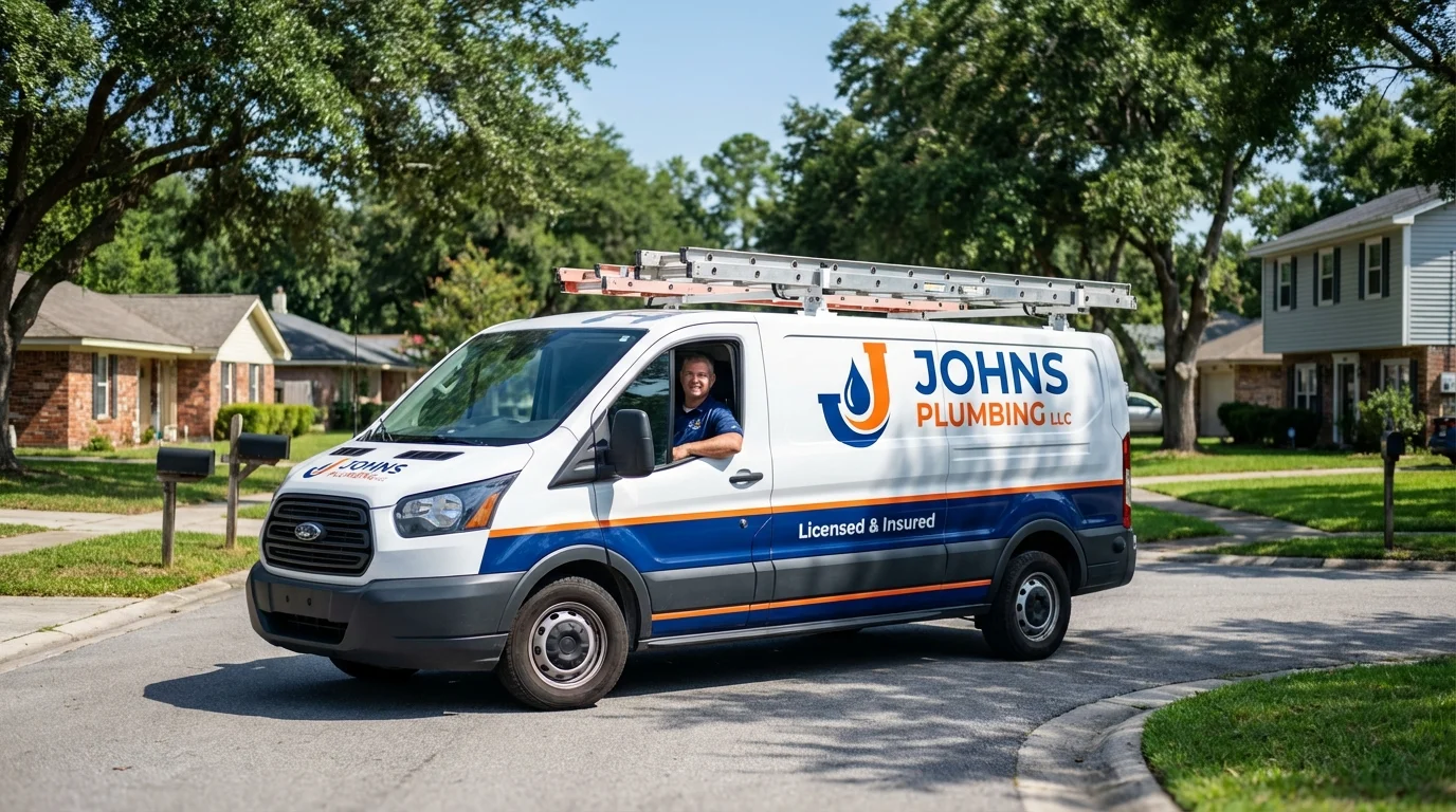 Johns Plumbing LLC service van in East Stroudsburg, PA