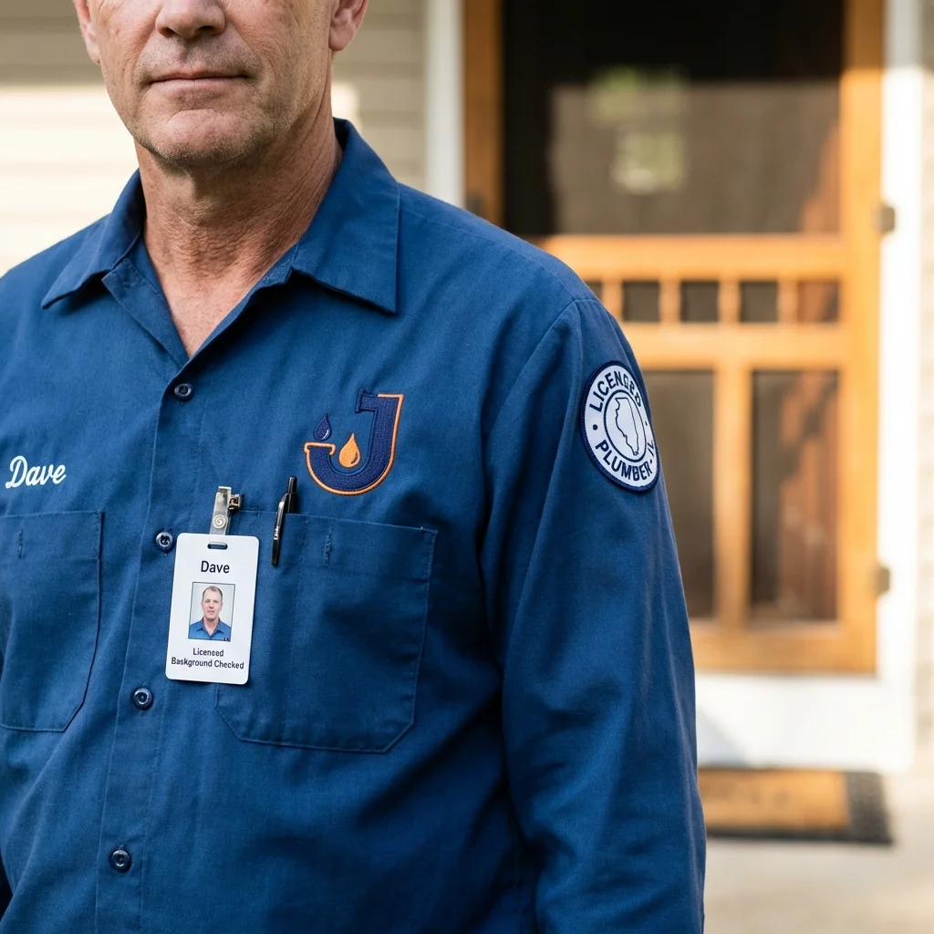 Licensed plumber showing ID badge in East Stroudsburg, PA