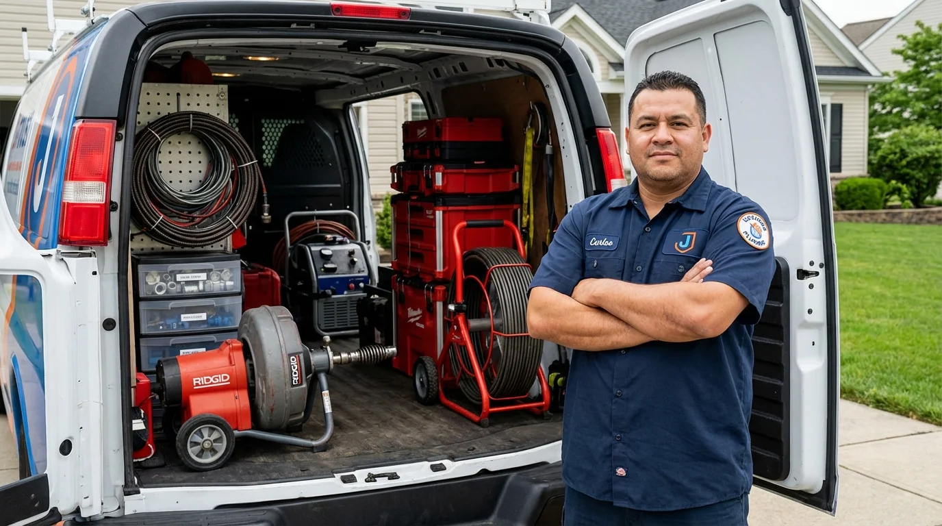 Professional drain cleaning equipment and Johns Plumbing LLC plumber in East Stroudsburg
