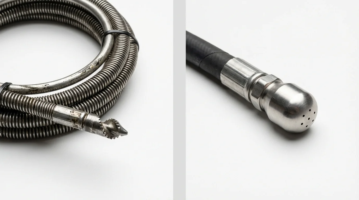 Drain snake cable and hydro jetting nozzle used for drain cleaning in East Stroudsburg, PA