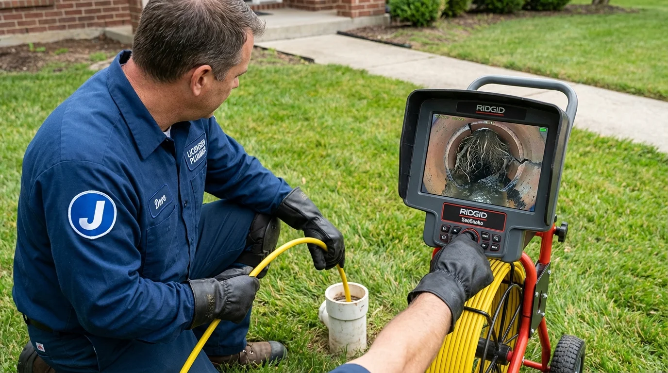 Sewer camera inspection being performed by Johns Plumbing LLC in East Stroudsburg